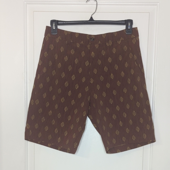 Eddie Bauer Travex Men’s Shorts Size 32 Brown Geometric Print  Stretch Nylon - Picture 3 of 12